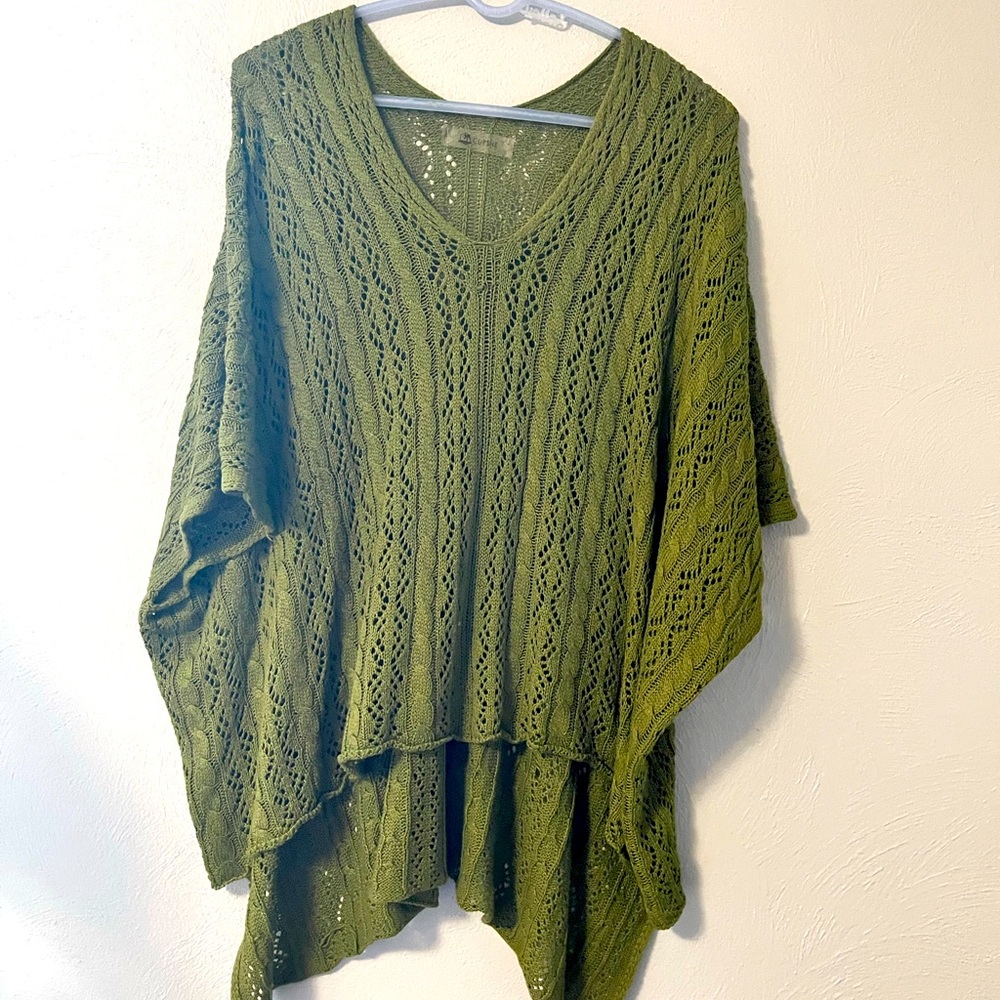 Swim Cover Up! Olive green crocheted cover. One Size Fits Most.